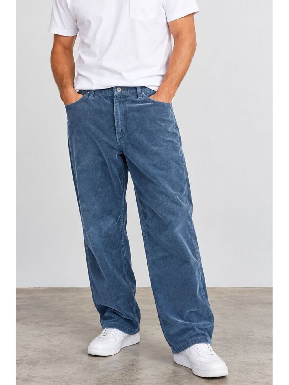 Vintage Levi's 565 Corduroy Pants Mens 34x28 Loose Fit Wide Leg Baggy Blue USA